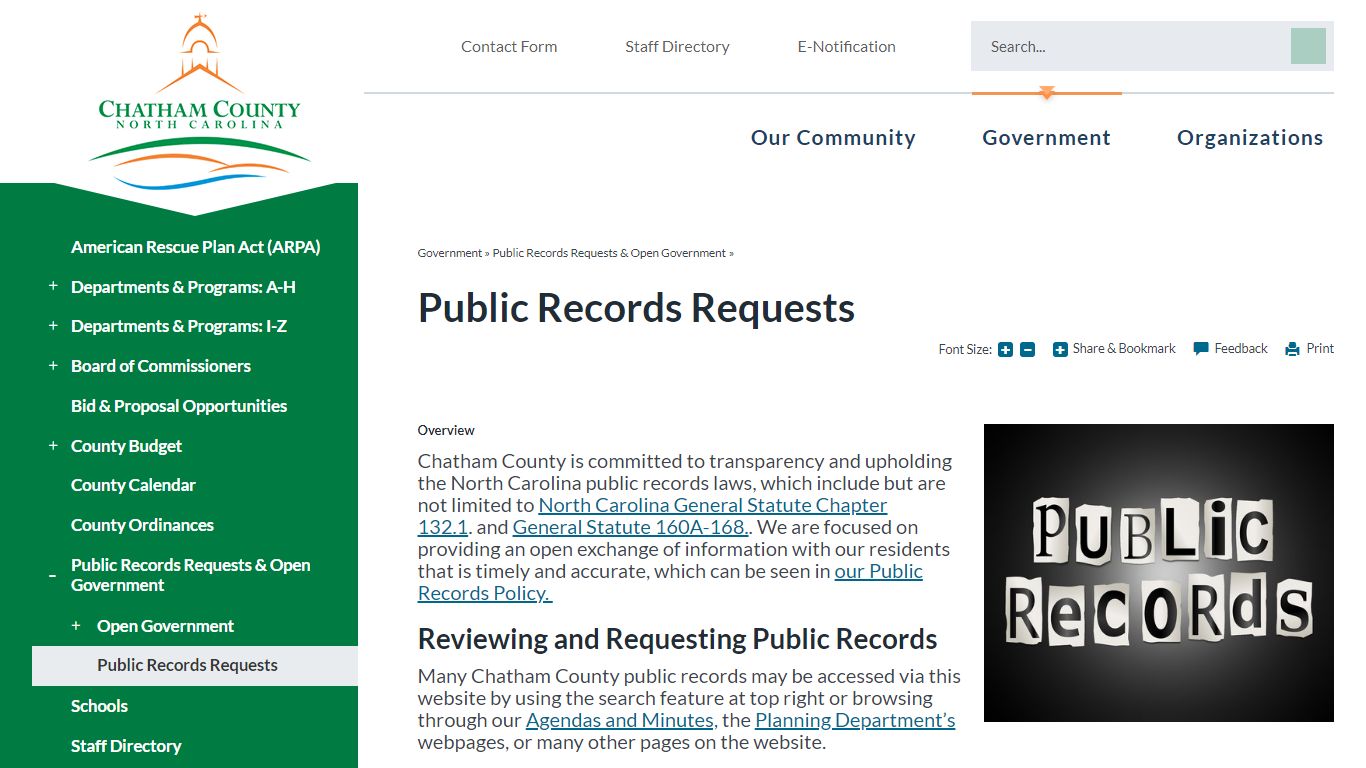 Public Records Requests | Chatham County, NC